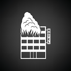 Image showing Hotel building in fire icon