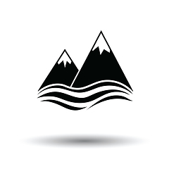 Image showing Snow peaks cliff on sea icon