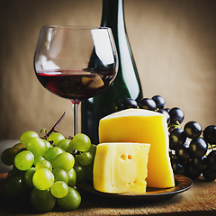 Image showing Wine and cheese