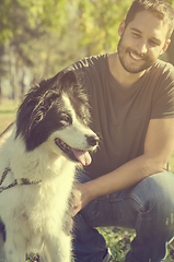 Image showing Man with his dog