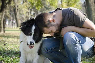 Image showing Man with his dog