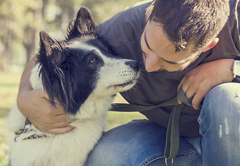 Image showing Man with his dog