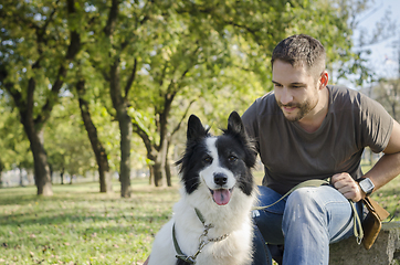 Image showing Man with his dog