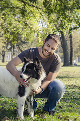 Image showing Man and his dog