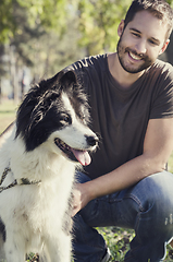 Image showing Man with his dog