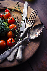 Image showing Vegetable in wooden plate