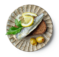 Image showing canned sardine on bread slice