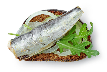 Image showing canned sardine on bread slice