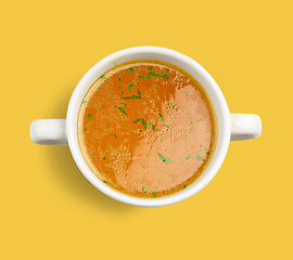 Image showing bowl of fresh chicken broth