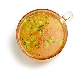 Image showing cup of fresh chicken broth