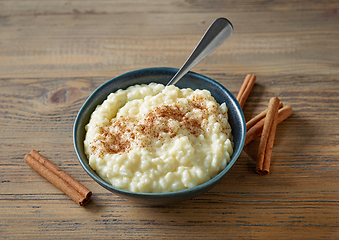 Image showing bowl of rice milk pudding