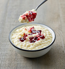 Image showing bowl of rice milk pudding