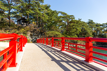 Image showing Red bridge cross to Fukuurajima Island