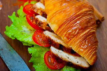 Image showing savory croissant brioche bread with chicken breast
