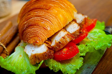 Image showing savory croissant brioche bread with chicken breast