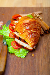 Image showing savory croissant brioche bread with chicken breast