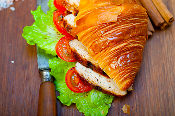 Image showing savory croissant brioche bread with chicken breast