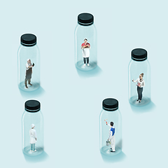 Image showing Concept of social distance during coronavirus wolrdwide pandemic, safety in work and daily routine