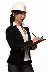 Image showing Business woman in hard hat