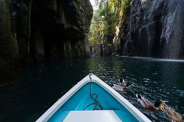 Image showing Tourist boat travel in Takachiho gorge