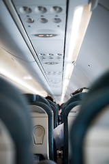 Image showing Interior of passenger airplane