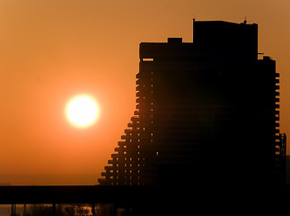 Image showing Construction site on sunrise