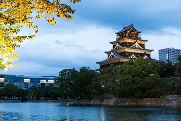 Image showing Hiroshima Castle in japan at night