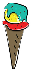 Image showing A colored ice cream cone, vector or color illustration.