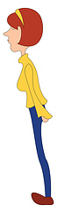 Image showing A color illustration of a woman wearing yellow top and blue pant