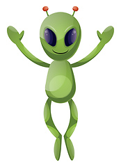 Image showing Jumping alien, illustration, vector on white background.