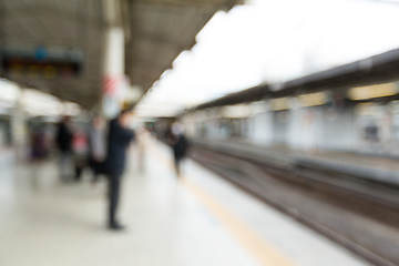 Image showing Blur view of train platform 