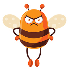 Image showing Bee looking mad, illustration, vector on white background.