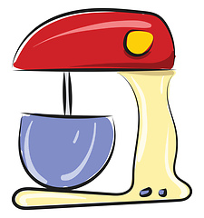 Image showing A electric red colored mixer, vector or color illustration.