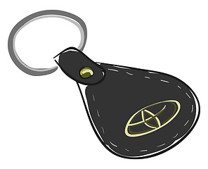 Image showing Clipart of the black leather Toyota key chain with the metal key