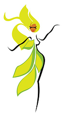 Image showing A yellow plant girl over white background, vector or color illus