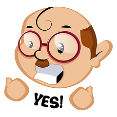Image showing Funny human emoji with a yes sign, illustration, vector on white