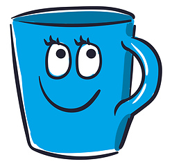 Image showing Happy blue cup, vector or color illustration.