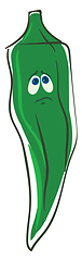 Image showing Image of dejected okra - ladies fingers, vector or color illustr