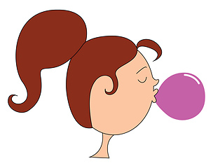 Image showing Girl chewing gum, vector or color illustration.