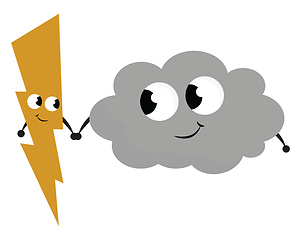 Image showing Image of cloud with lighting - thunderbolt, vector or color illu