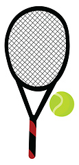 Image showing Racket and yellow ball, vector or color illustration.