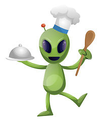 Image showing Alien chef, illustration, vector on white background.