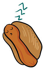 Image showing Sleeping hot dog, vector or color illustration.