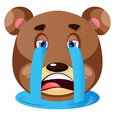 Image showing Grizzly bear crying his eyeballs out, illustration, vector on wh
