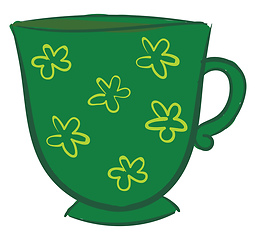 Image showing Green floral cup., vector or color illustration.