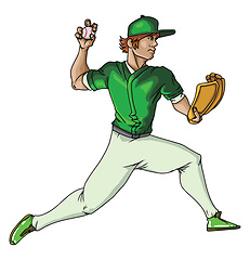 Image showing Baseball player throws the ball, illustration, vector on white b