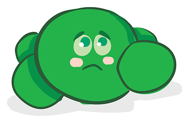 Image showing A color illustration of a woeful green peas, vector or color ill