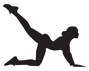 Image showing Silhouette of a woman stretches out hamstings , illustration, ve
