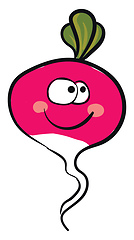 Image showing A smiling pink radish, vector or color illustration.
