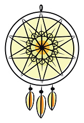 Image showing A large yellow dream catcher wall hanging modern home decoration